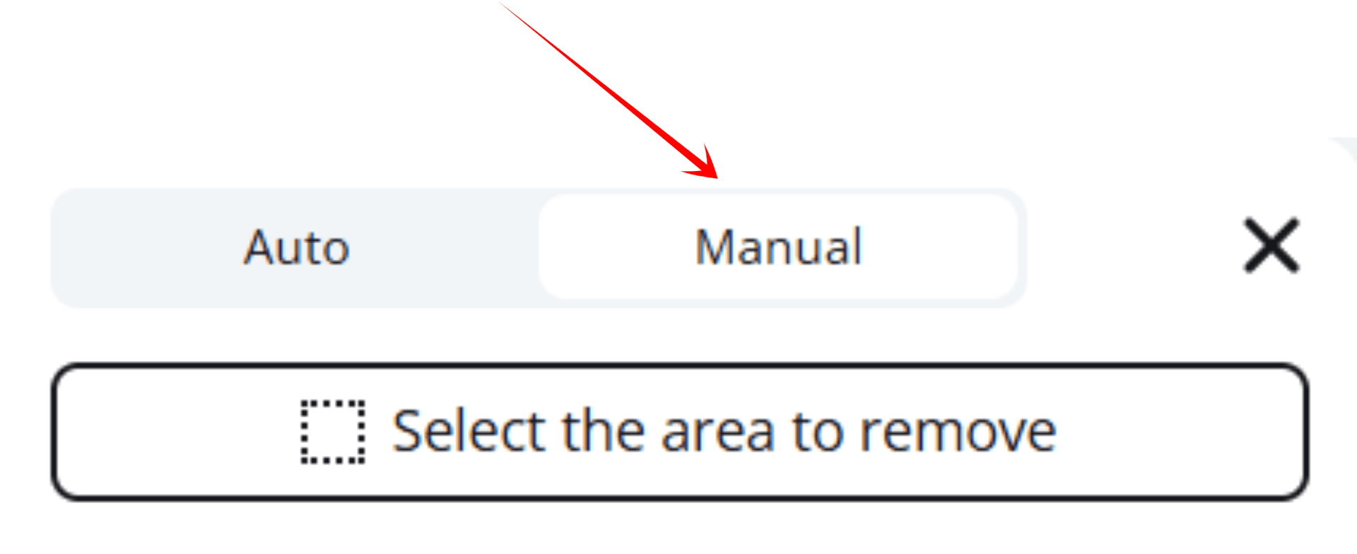 Zawa Manual mode for brushing the exact text area to remove