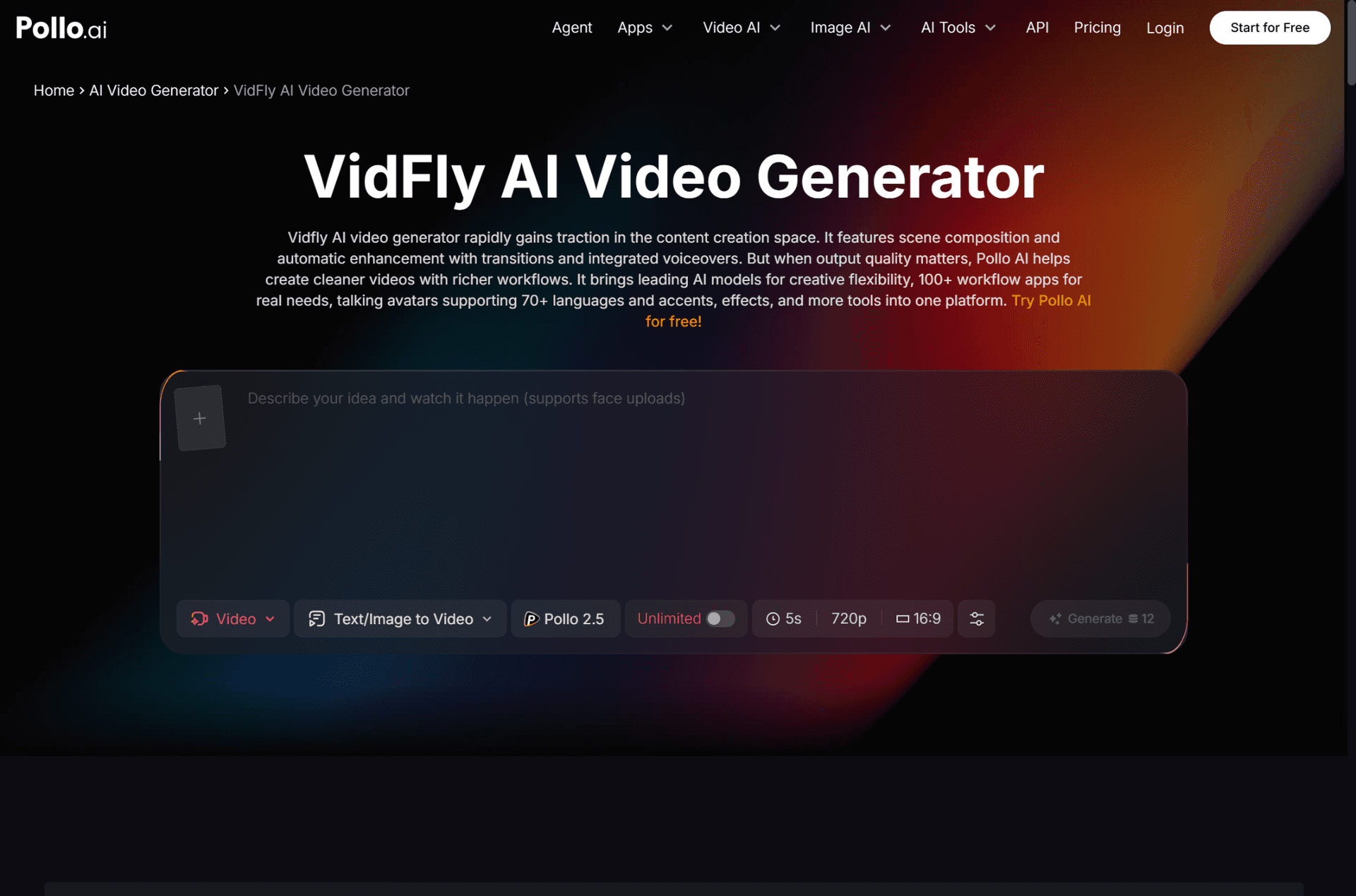 Vidfly AI video generator
