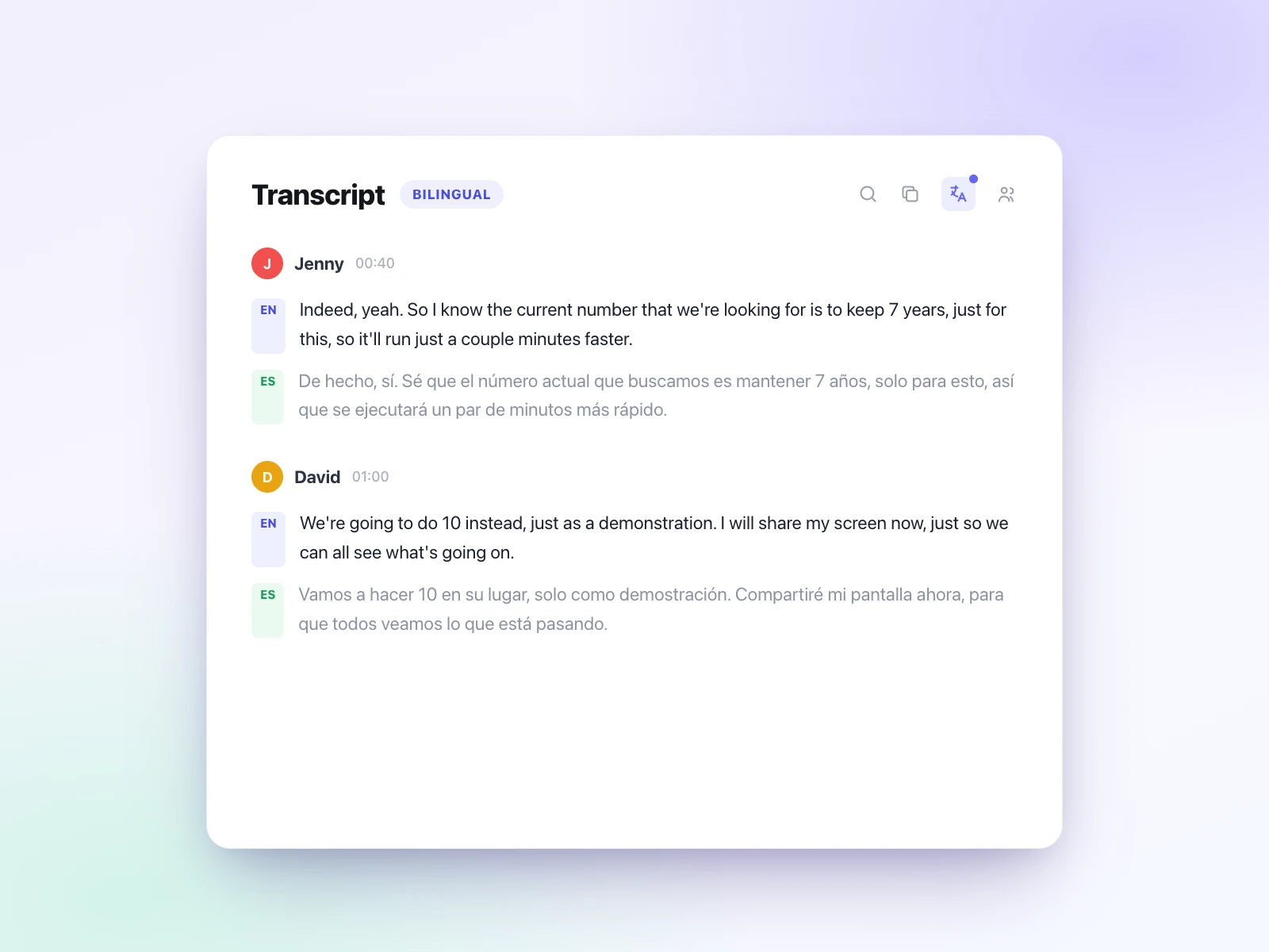 Transcribe the audio and translate the transcript